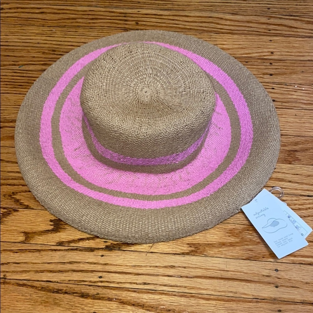 A new day Pink and Tan Wide Brim Hat size s/m nwt